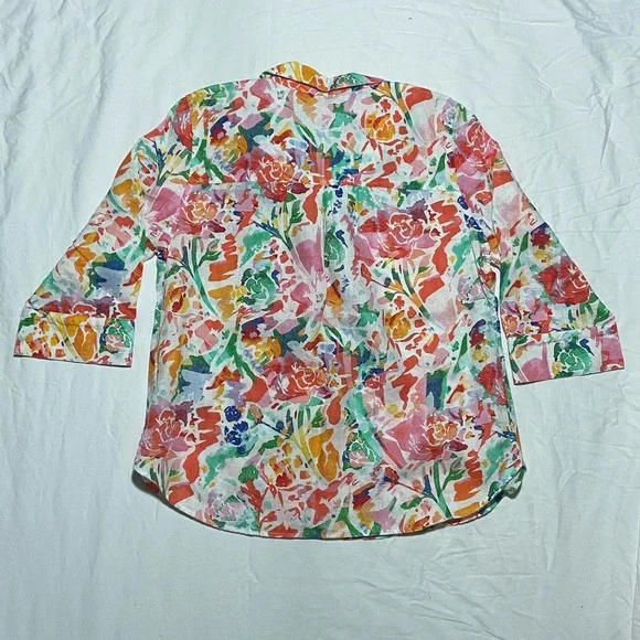 Chico's Colorful Linen Button-Up Blouse - Picture 3 of 7